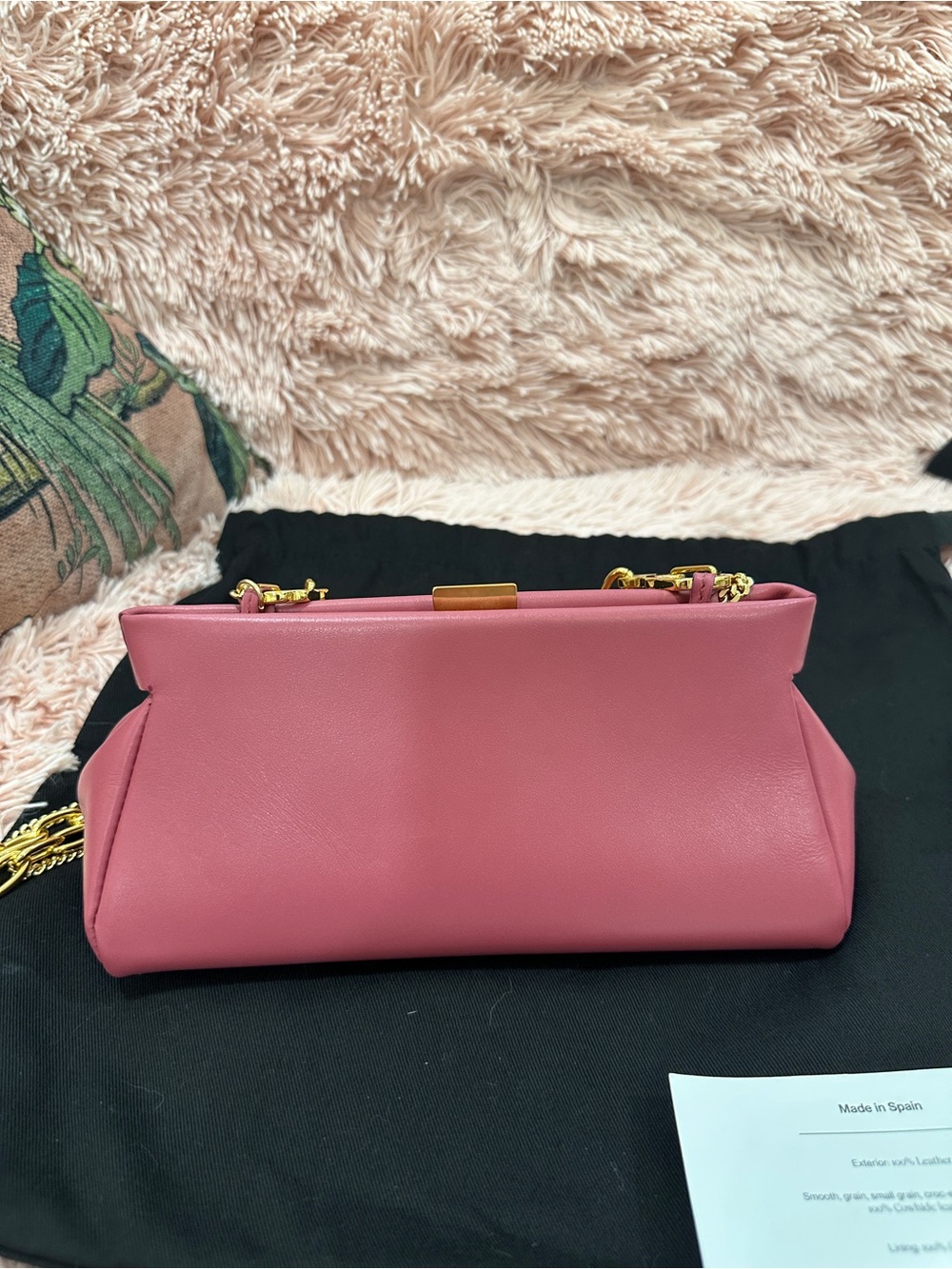 DeMellier Small Crossbody Bag in Rose Pink with Gold Chain - Picture 3 of 9